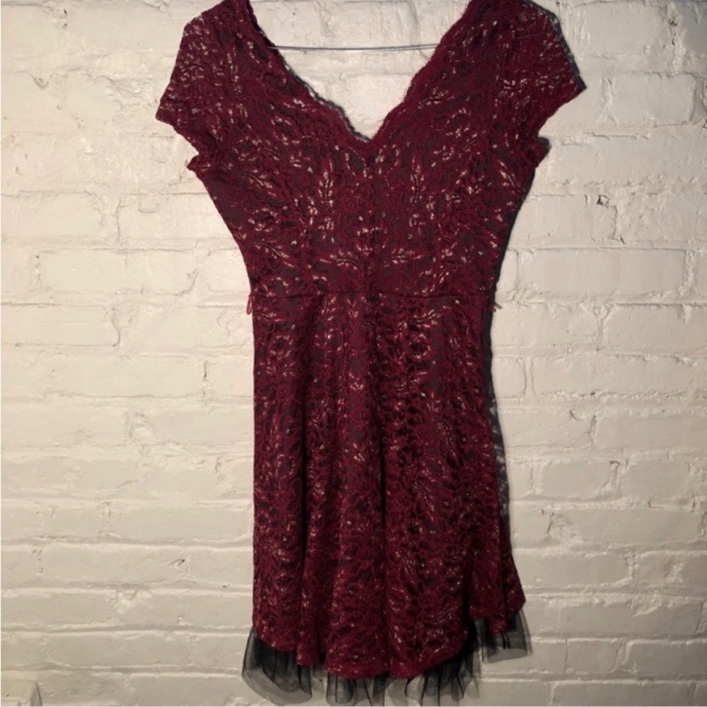 ModCloth - Red And Gold lace dress - Size Medium